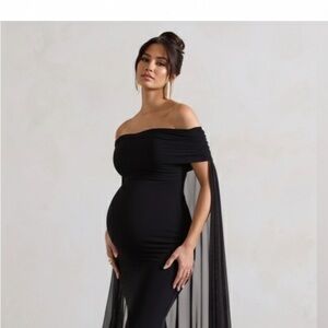 Club L London Black Strapless Maternity Dress